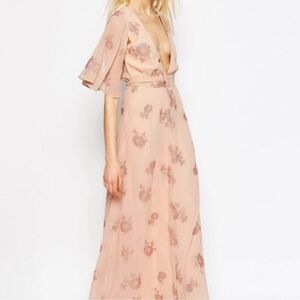 ASOS flutter sleeve Floral Maxi Dress
